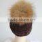 Cute Style Baby colourful Hats For Kids With Raccoon Fur Balls Knitted Baby Kids Hats
