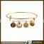 European style expandable wire adjustable bangle decorated with various charms