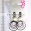 Fancy silvery hollow out circles cross chain dangle earrings
