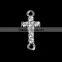 Rhodium cross connector moon and star cz charm