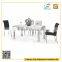 Metal dining room sets furniture with marble top dining table and leather dining chair
