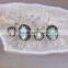 Wholesale Natural evil eye shell rings, rhinestone pave pearl 925 sterling silver rings in adjustable size