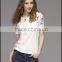 Round collar printing bud silk gauze shirt with short sleeves