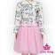 Romantic Spring Children Clothing Frock Design Long Sleeve Pattern Printed Baby Girl Pink Tutu Princess Dress