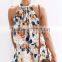 2017 NEW Halter Floral Print Jumpsuit Romper Summer Women Chiffon Playsuit apparel