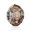 Lampwork Glass European Style Large Hole Beads Round Faceted Coffee Transparent With 304 Stainless Steel Silver Tone Core