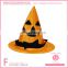 Yellow polyester conical halloween witch hat for children nonwoven beard decorated on the hat