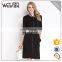 2016Half Sleeve Zipper Slim Women One-Piece Dress Black And White Striped Ladies Jacket Evening Dresses