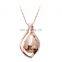 New Wholesale Jewelry Purple Drop Shape Crystal Rhinestone Rose Gold Pendant Zipper Chain Necklace Designs For Grils