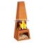 Iron Wood Burning Corten Steel Outdoor Metal Fire Pits With Chimney