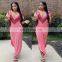 Hot Sales 2020 Women Fashion Casual Dresses Ladies V-Neck Split Long Dresses Women Summer Dresses