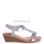 Silver Metallic Wedges heel Sandal With Floral Embellishment & Padded Foot Bed sandals shoes footwear