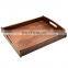 Large Size Wood Serving Tray with Handle, Black Walnut, 17.7 x 13 x 2.4 Inches: Serving Trays
