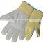 Cow Leather Palm ANSI A4 CE Cut 5 Aramid Fibre Cut Resistant Work Glove