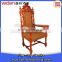 church wood frame furniture king throne chair with armrest made from China