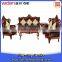 solid wood carving sofa set classic wood frame leather sofa