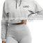 OEM Logo Explosion Solid Color Casual Pullover Crop Top Custom Hoodies Women Long Sleeve Tops