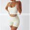 Fashion New Eco-friendly Recycled Fabric Bra Two Piece Yoga Suit Set Fitness Workout Sports Clothing Ladies Gym Wear Short Set