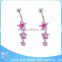 Navel Jewelry Piercing Dangling Pink Crystal Fake Belly Button Ring