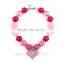 Wholesale Chunky Bubblegum Necklace Lovely Heart Shape Pendant Necklace For Little Girls