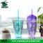 2016 summer hot sell plastic tumbler with straw for wholesale