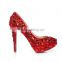 14CM High Heel Platform Wedding Shoes, Luxurious Rhinestone Glass Diamond Strass Bridal Wedding Shoes