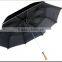 Black Air Vented Folding umbrella Double Canopy have Hole wooden handle Double Layer 2 Fold Umbrella