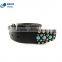 Lady Genuine Leather Turquoise Rhinestone Dress Strap Belt