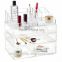 3 tiers clear excellent craftship acrylic makeup storage box/acrylic cosmetic makeup organizer with drawers and top open
