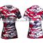 Bulk buy clothing women's camouflage clothing compression sports t shirt stretch polyester & spandex dry fit t-shirt