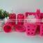 Solid Color 6pcs Plastic Bathroom accessories/set with basket