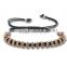 2016 Hotselling Anil Arjandas Macrame Bracelet 24k Gold Micro Pave Black CZ Stoppers Beads Briading Bracelet Men Jewelry