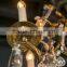 530-15 French Bronze and Crystal Six-Arm Chandelier, circa 1940s