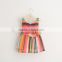 High quality baby girls floral cotton and linen baby girls spaghetti Strap dress