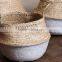 Foldable seagrass tote storage basket