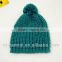 2013 fashion winter and autumn Ladies knitted. solid color hat set with pom pom