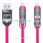 Factory direct supply!Dual-line phones with data current and voltage LED display combo phone data charging cable