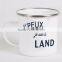 Customized private label Carbon steel metal camping enamel mug with stainless steel brim in stockage