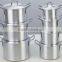 Hot sale different handle cookware set satin aluminum pot