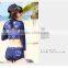 Blue three pieces long sleeve print girl women swimming jammer sets