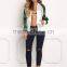 MGOO 2017 Hot Sale Custom Satin Bomber Jackets Zip Up Silver Fashion Tops Raglan Long Sleeves Tops