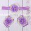 Barefoot Baby Sandals with Two Pearl With Rhinestone Tulle Flowers Matching headband