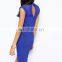 CHEFON Blue Sexy Mesh Bodycon Dress