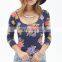 2016 Bodysuit Floral Printed Apparel for Women Bodysuit Cheap Female Clothing