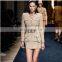2016 hot sell fashion Sexy dress coat for light mature with cord bandage dress