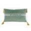 Decorative velvet throw pillow cushion cover with tassels for couch