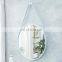 PU Leather Strap Silver and Frame Hardware Hanger Hook Entryway Bathroom Round Hanging Wall Bathroom Mirror