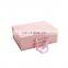 Luxury Design Logo Custom with Ribbon Handle Pink Art Paper Coat Grey Board Foldable Magnetic Gift Boxes for Clothes