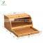 Natural Bamboo Single-Layer Bread Box With Storage Drawer At The Bottom, Large-Capacity Storage Cabinet For Kitchen