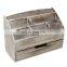 Eco Friendly Rectangular Vintage Rustic Torched Organizer Wooden Office Desk Organizer